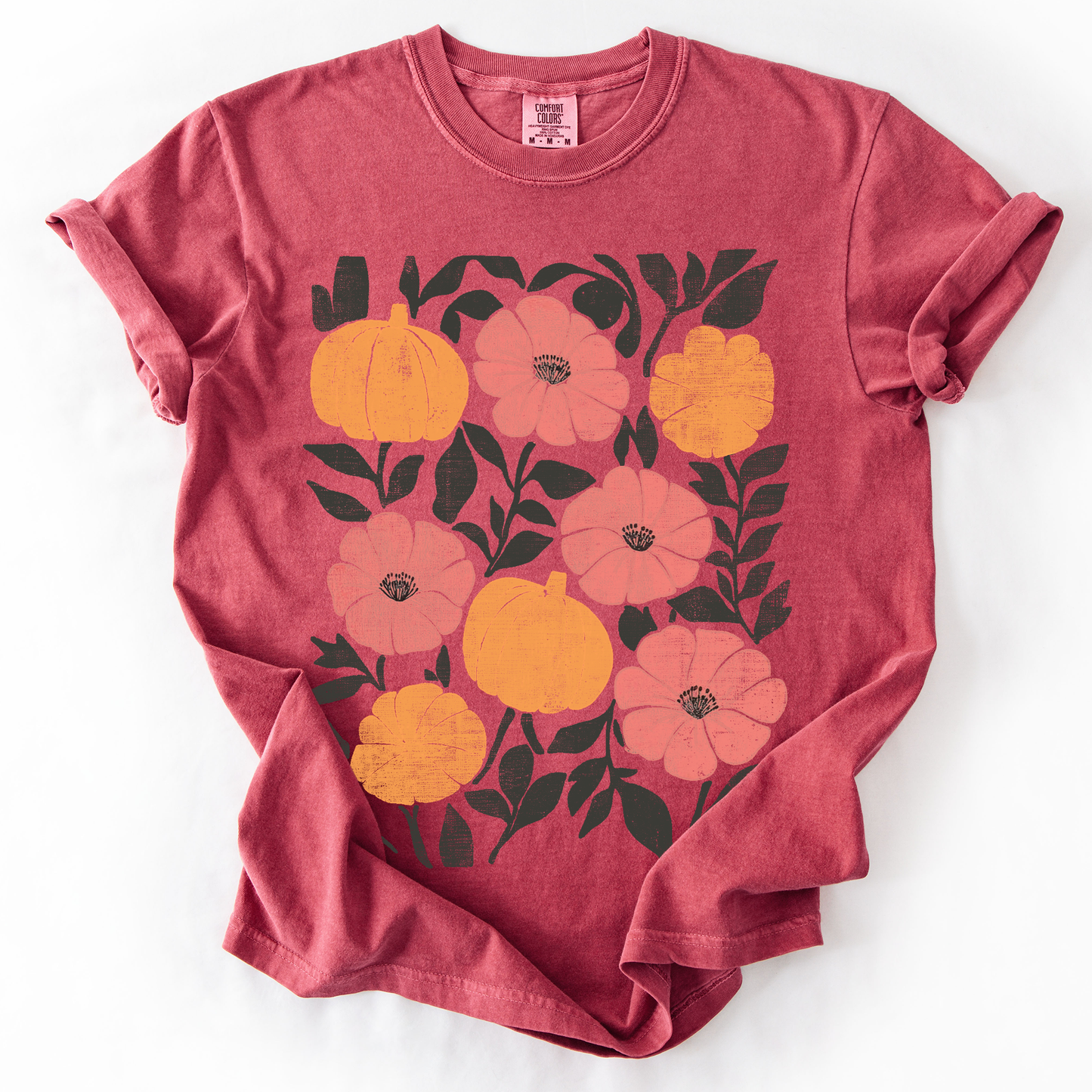 Flowers and Pumpkins, Watercolor, Halloween, Beautiful, Autumn, Fall, Comfort Colors T-Shirt