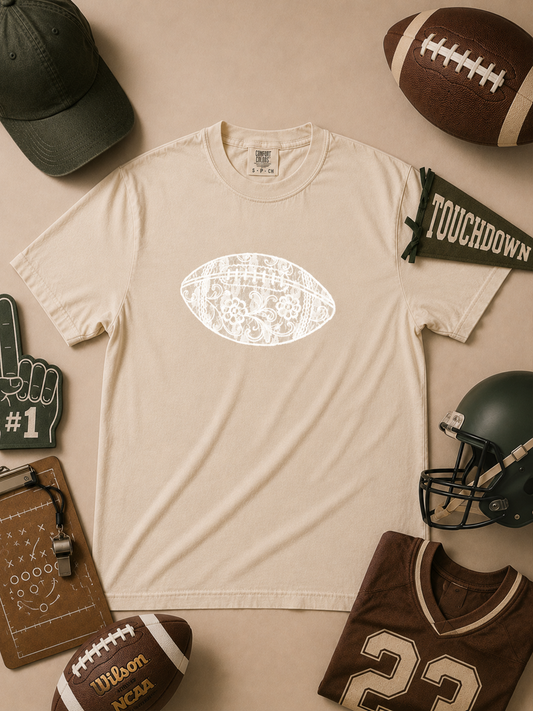 Football Lace Graphic Comfort Color Graphic T-Shirt