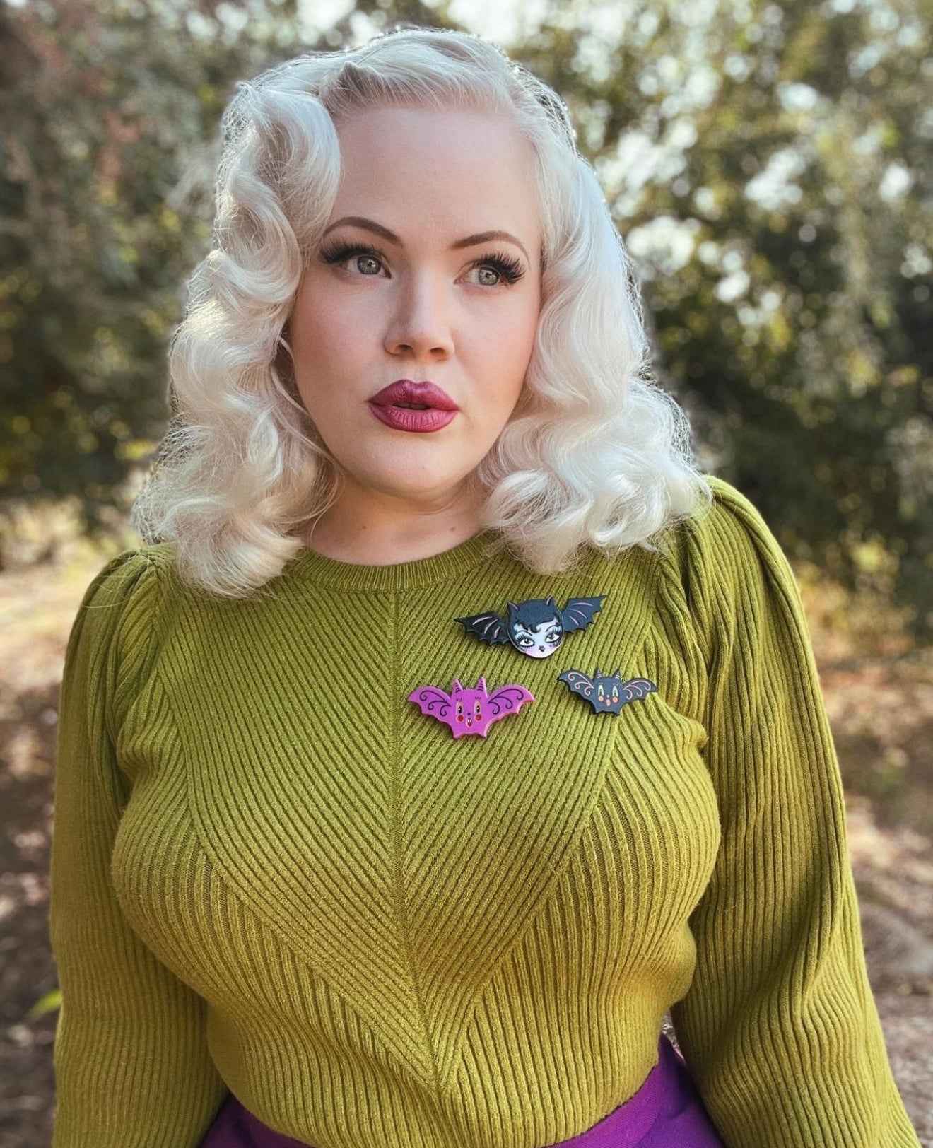 Gothic Glam Bat Scatter Pin PLUM by Johanna Parker x Lipstick & Chrome