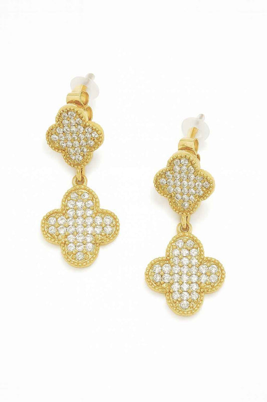 Pave Clover Drop Earring