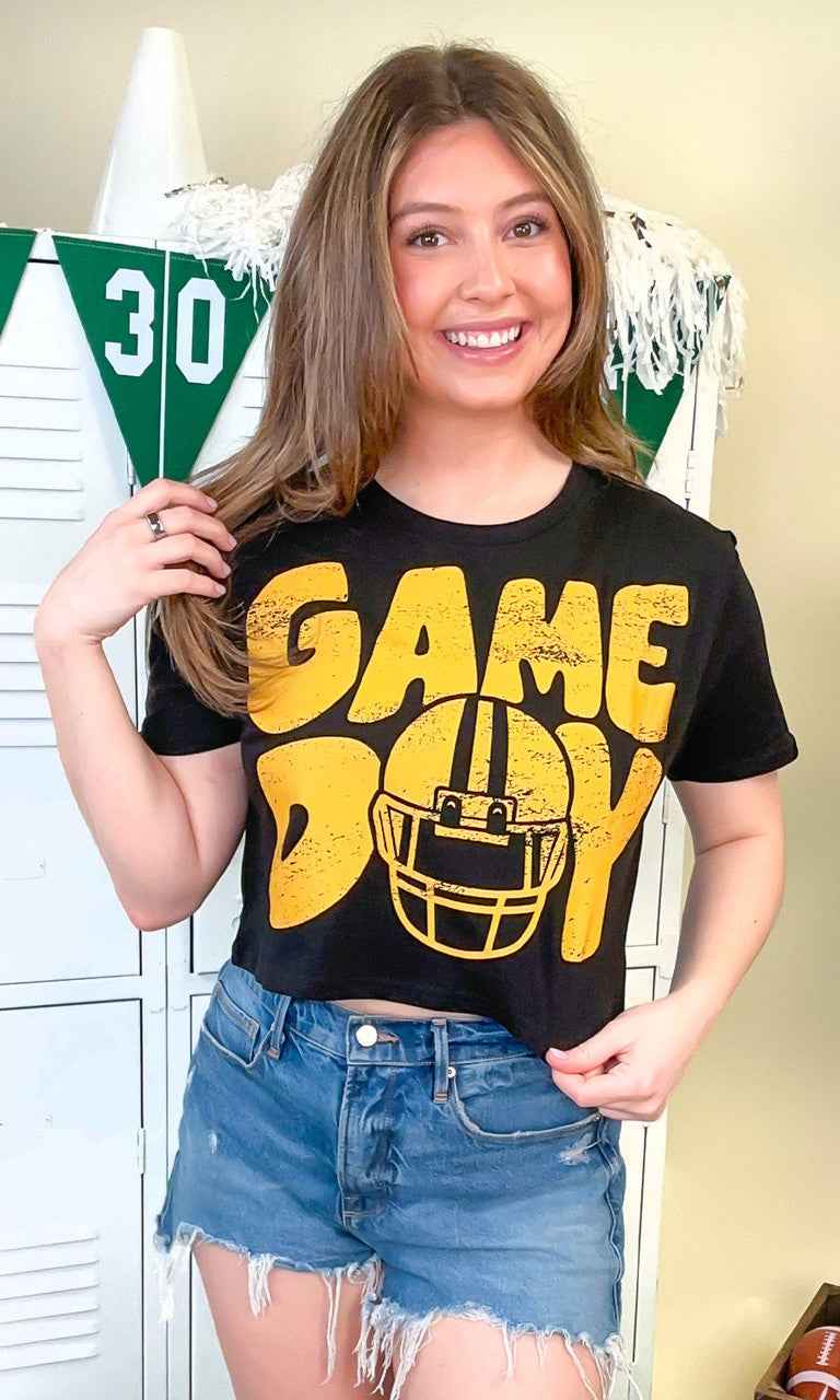 Game Day Football Helmet Graphic Crop Top