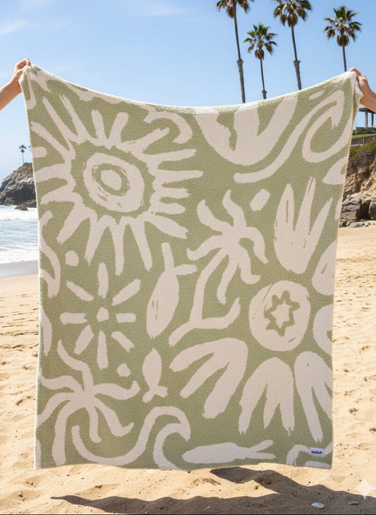 Flora Plush Throw - Sage