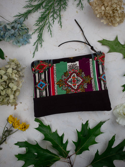 Geo Paisley Velvet Clutch