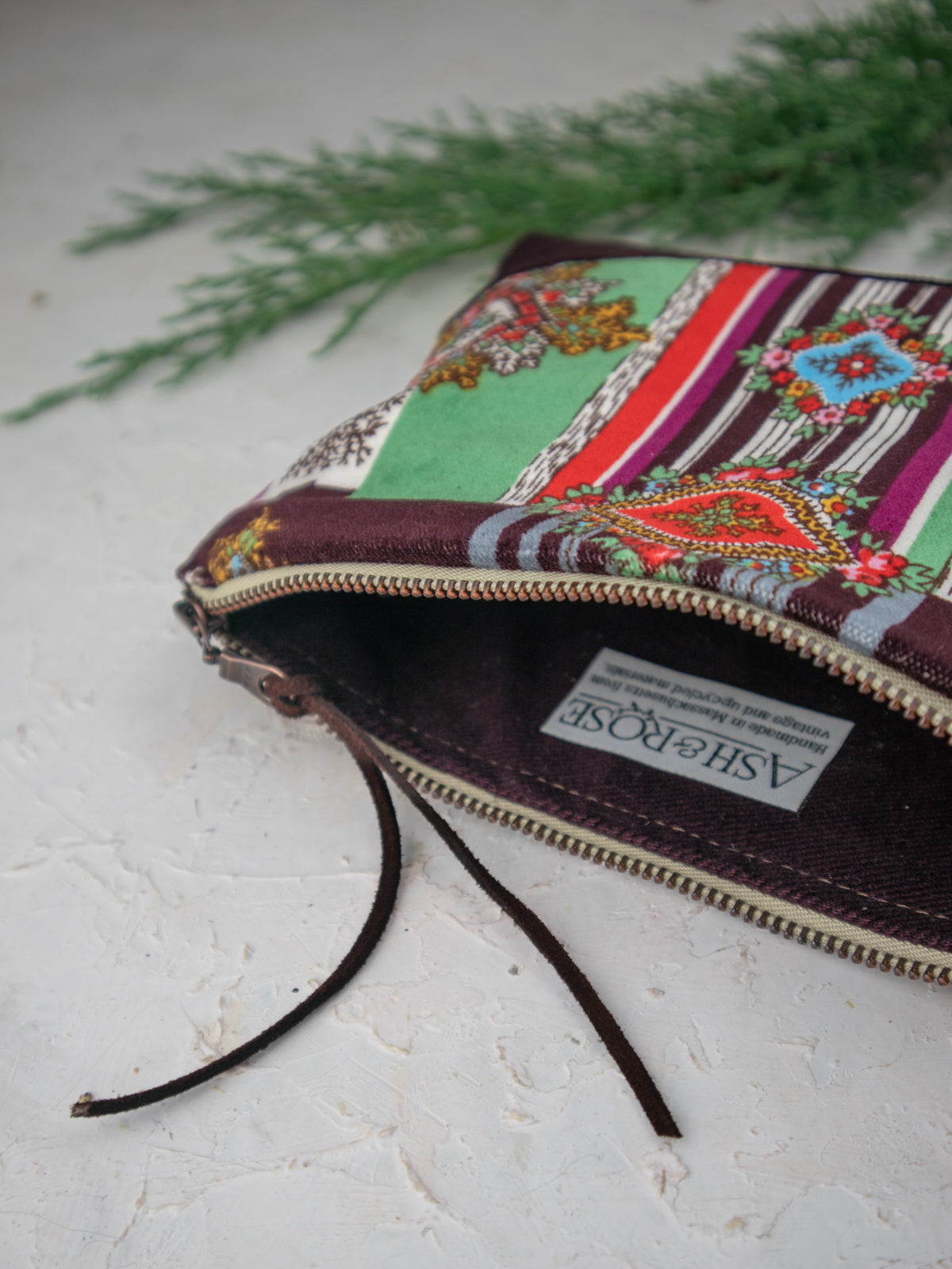 Geo Paisley Velvet Clutch