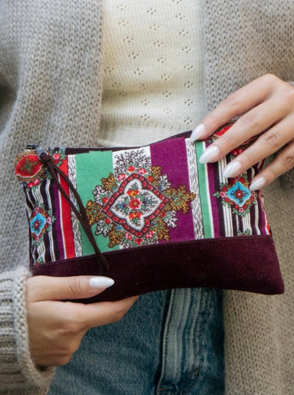 Geo Paisley Velvet Clutch