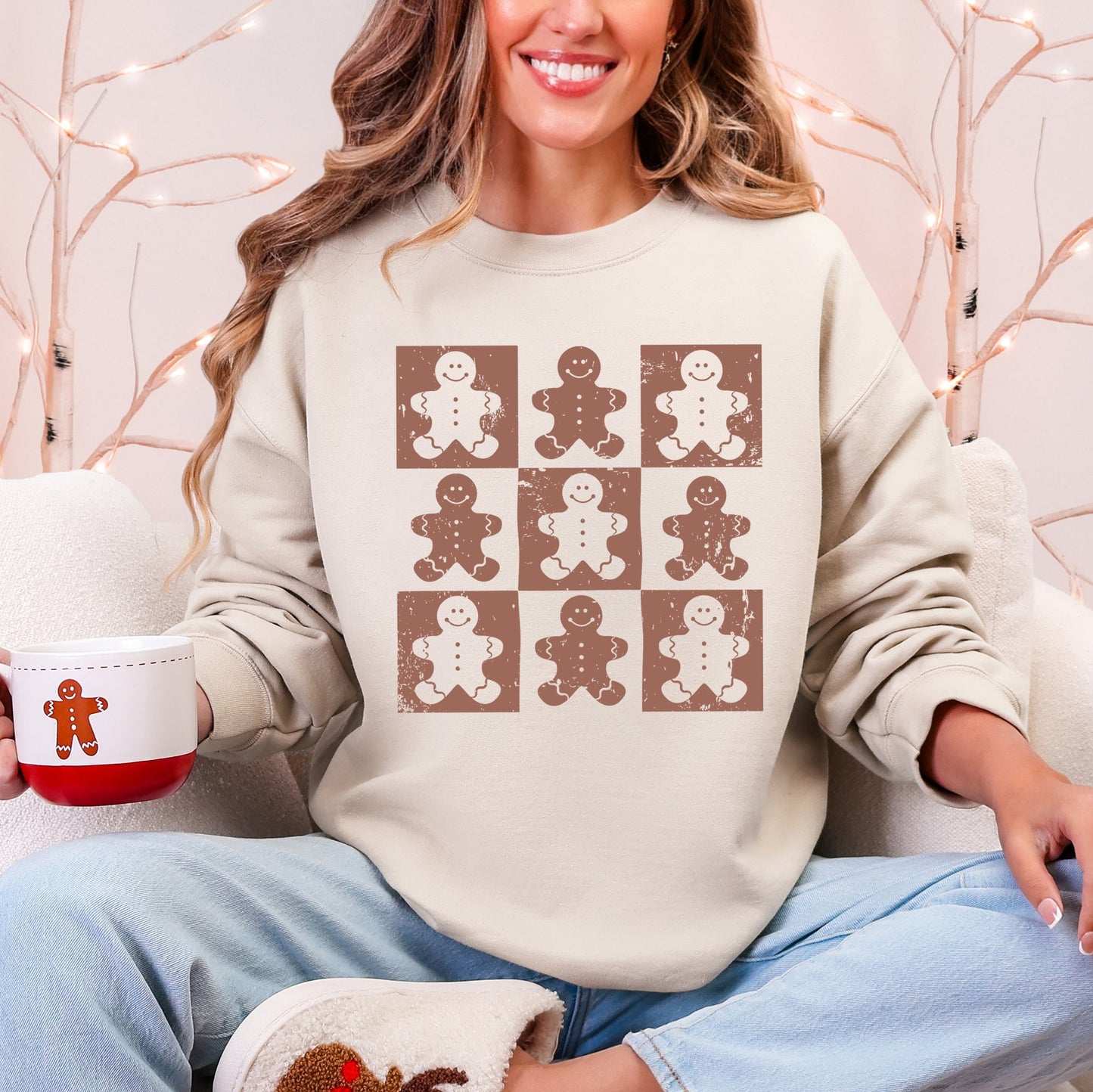 Gingerbread Men, Christmas Cute, Minimalist Sweatshirt