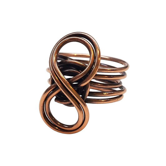Handmade Copper Sculpted Double Infinity Ring