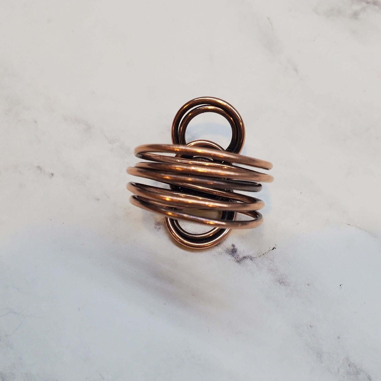 Handmade Copper Sculpted Double Infinity Ring