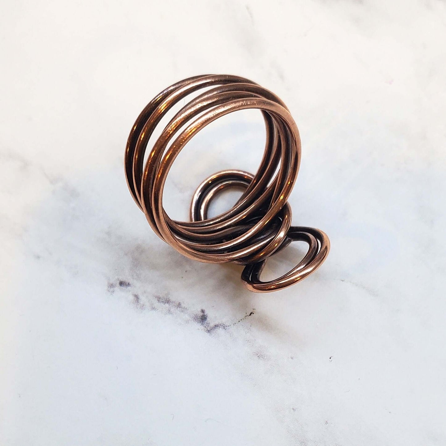 Handmade Copper Sculpted Double Infinity Ring