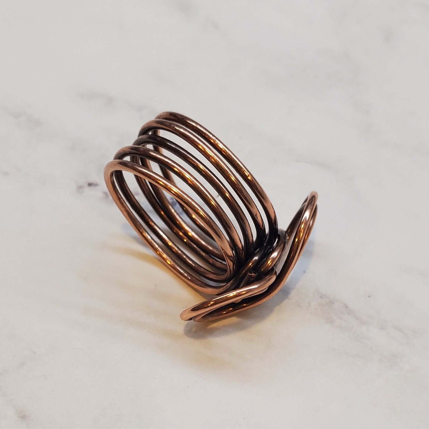 Handmade Copper Sculpted Double Infinity Ring