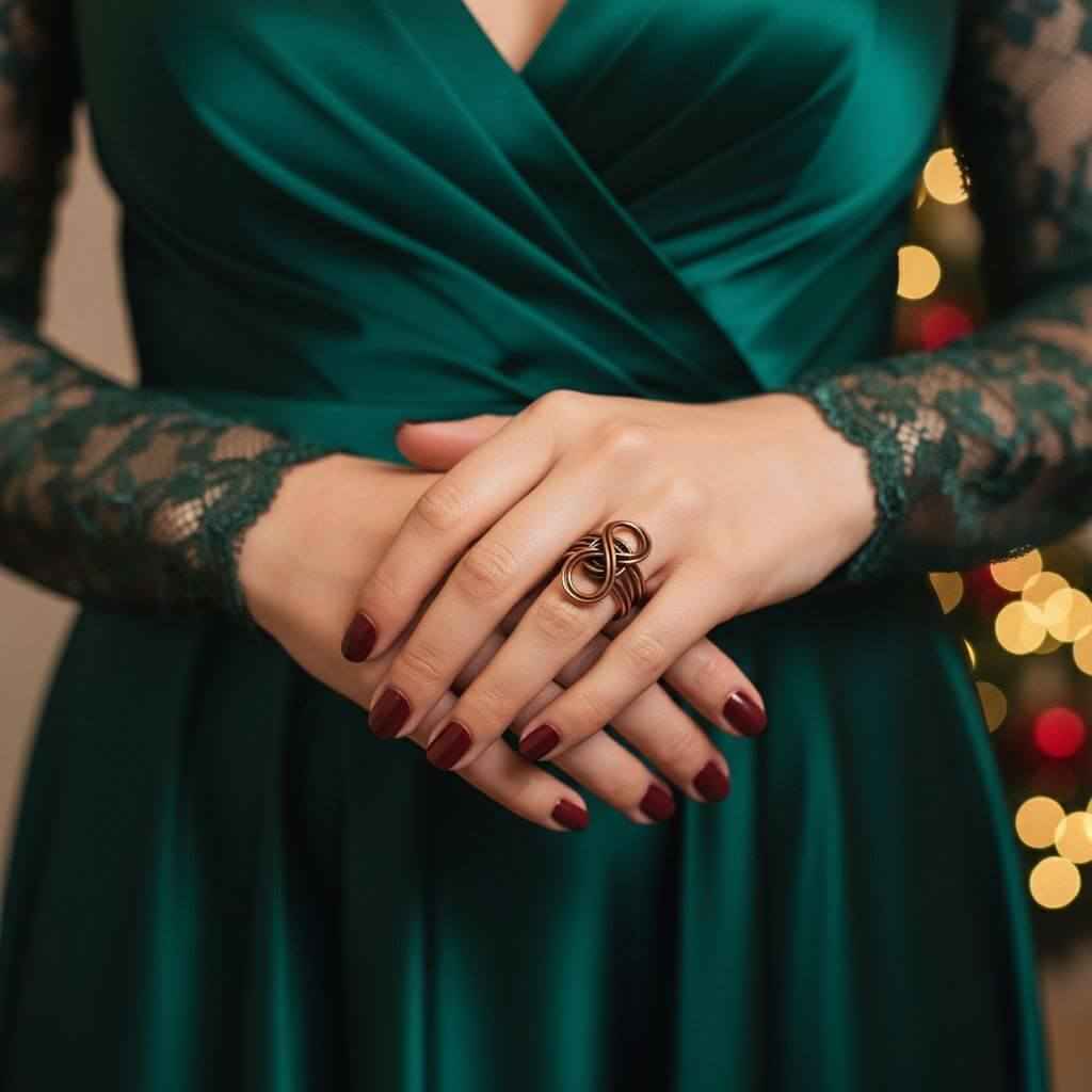 Handmade Copper Sculpted Double Infinity Ring