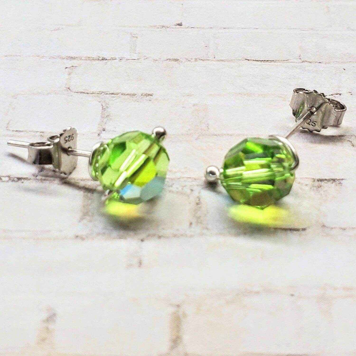 4mm Handmade Silver Crystal Spiral Ear Studs