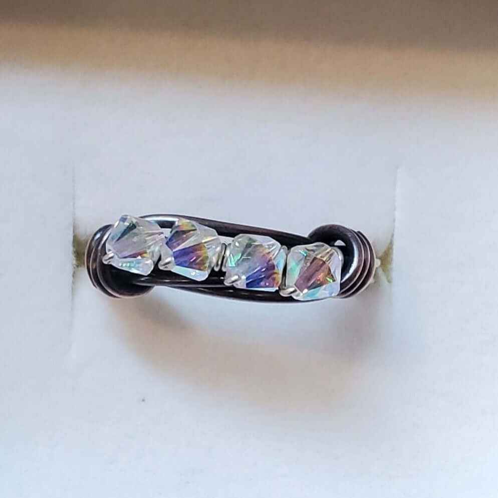 Handmade Copper Multi Wire Wrapped Super Sparkly Bling Ring