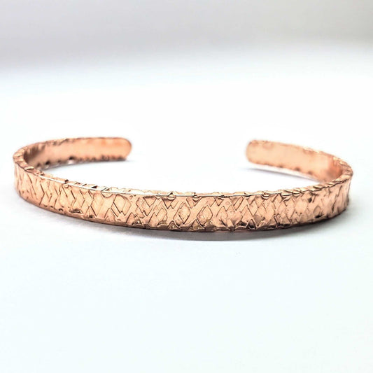 Silver Wire Wrapped Crystal Textured Copper Cuff Set