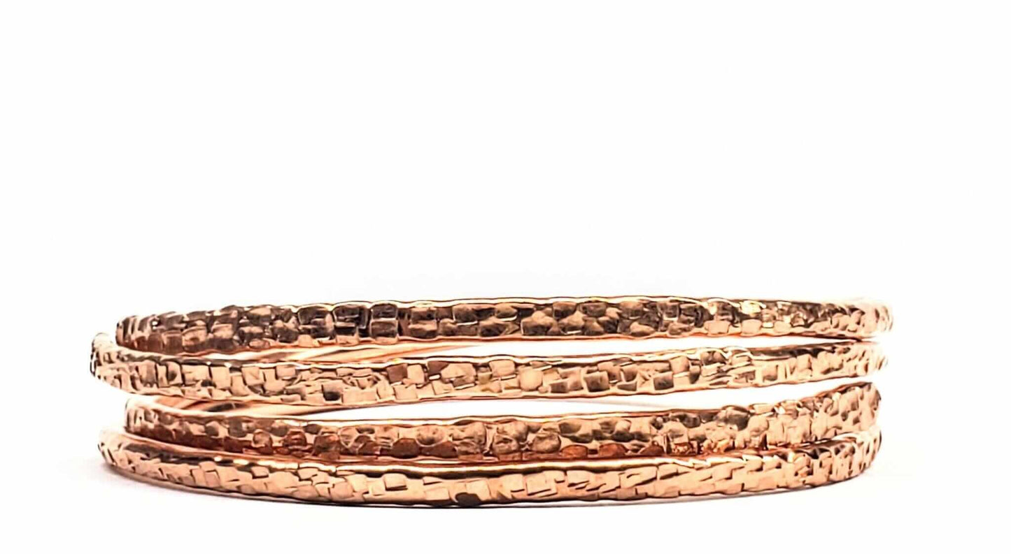 Copper Full Overlap Inter Locking Bangle Set