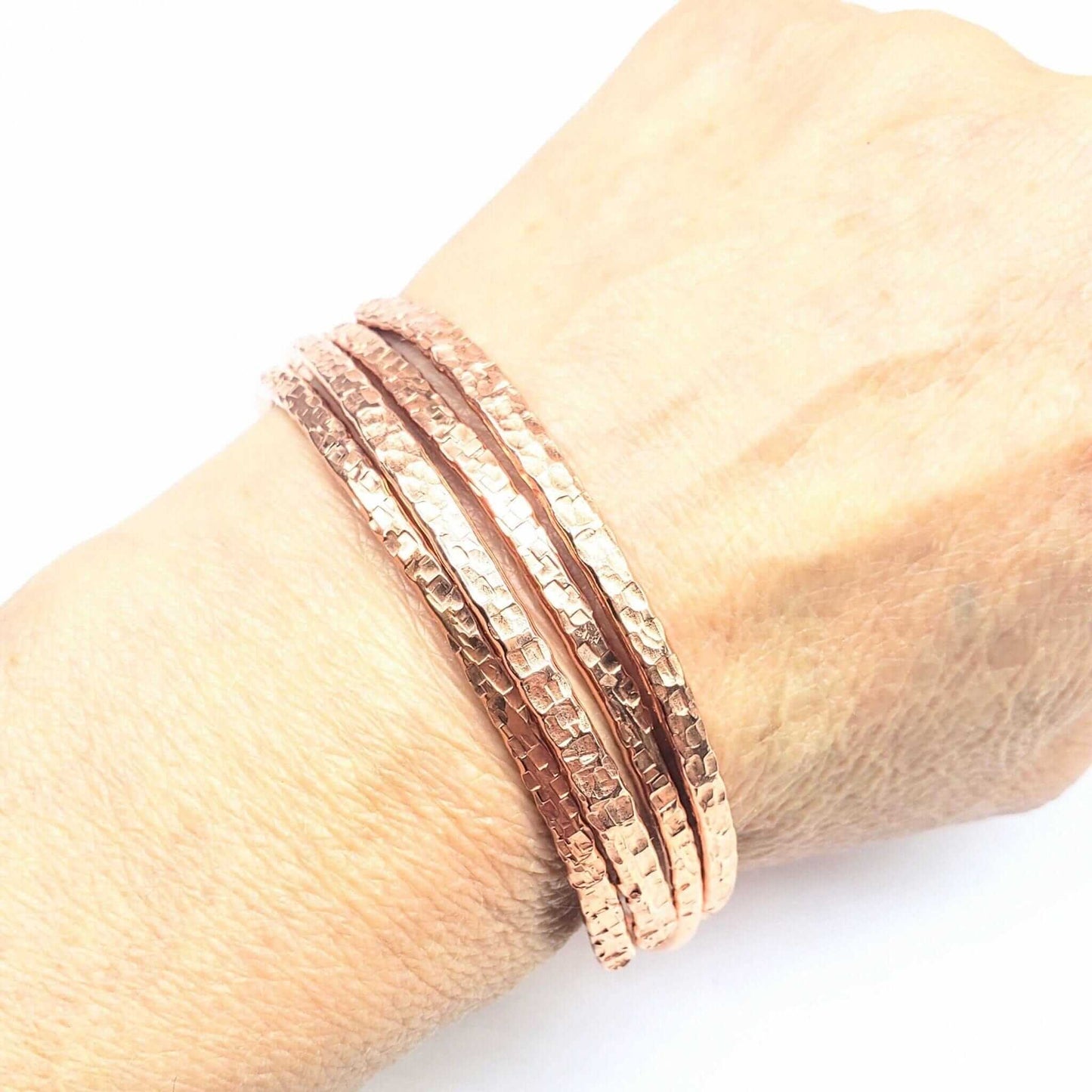 Copper Full Overlap Inter Locking Bangle Set