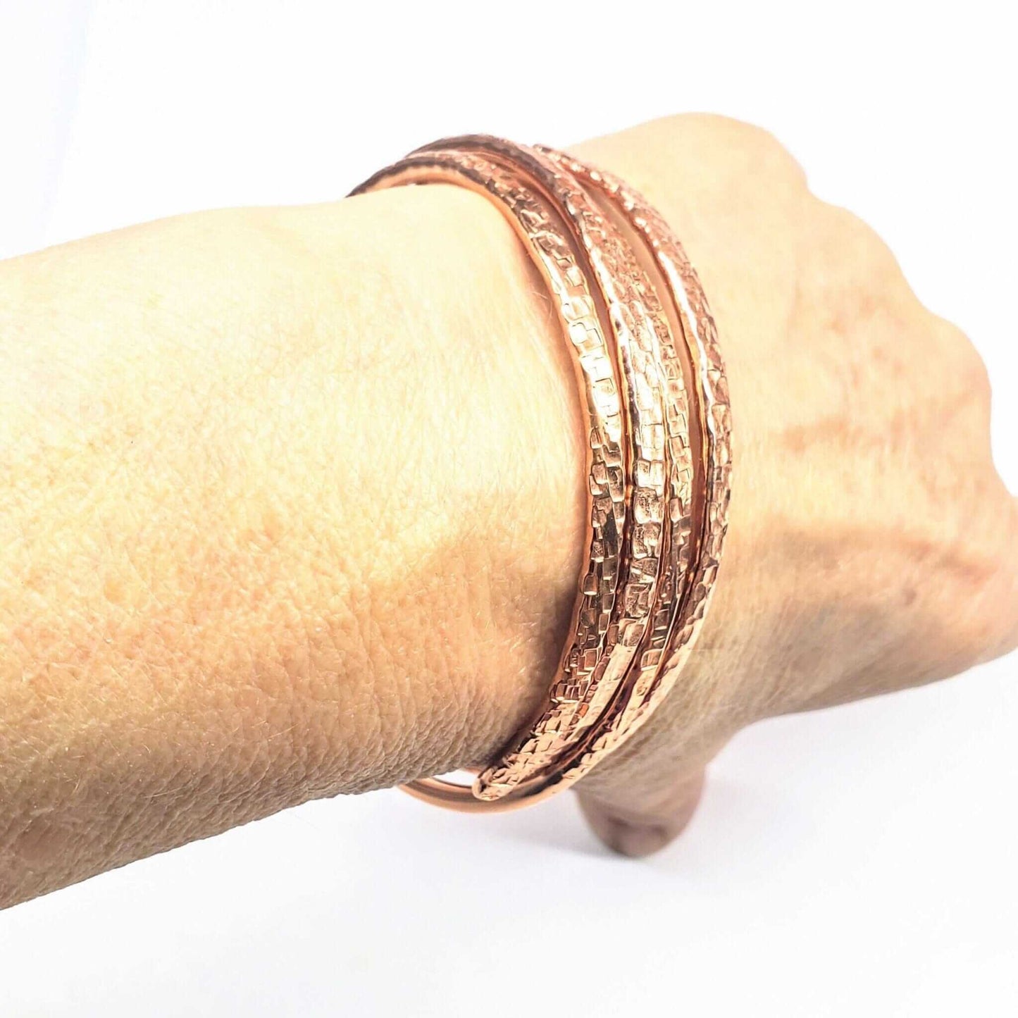 Copper Full Overlap Inter Locking Bangle Set