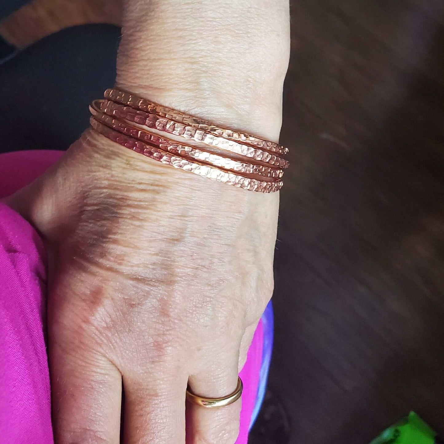 Copper Full Overlap Inter Locking Bangle Set