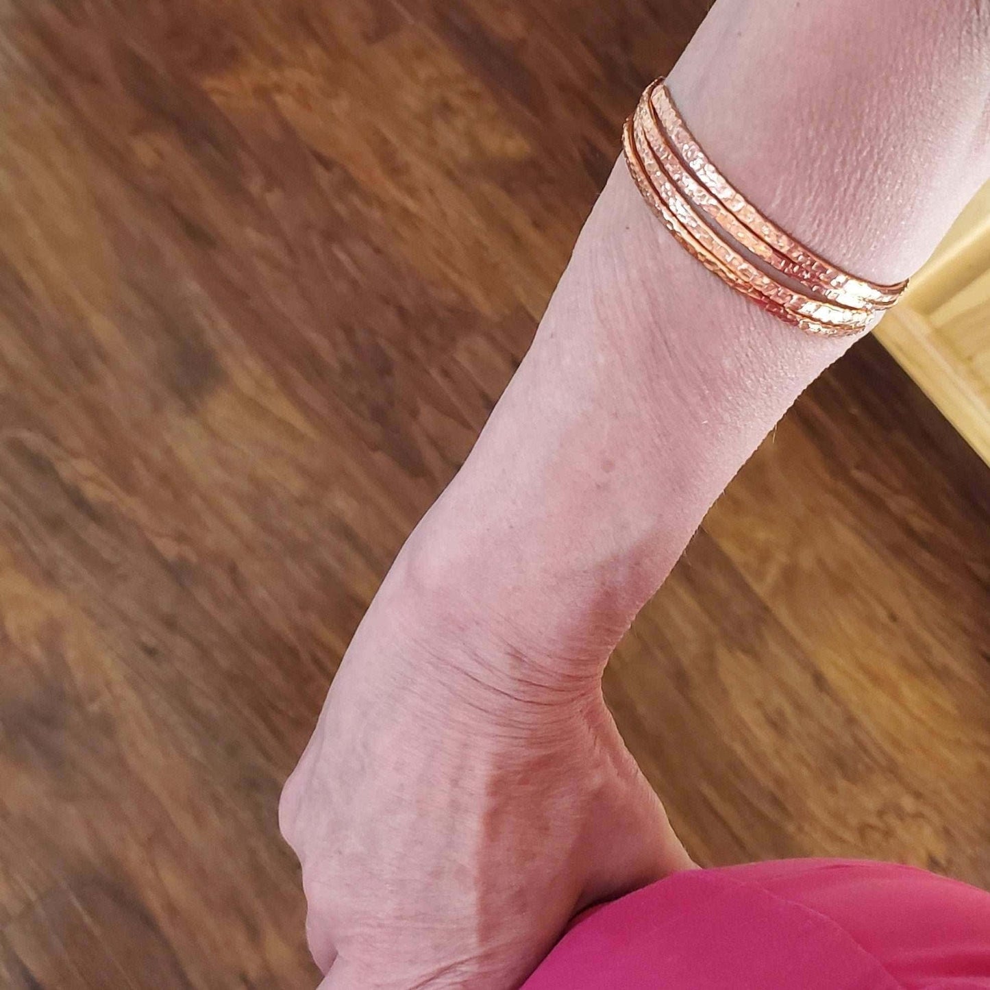 Copper Full Overlap Inter Locking Bangle Set