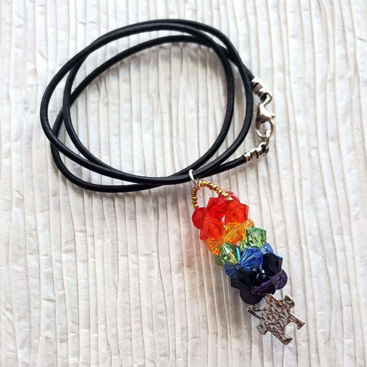Handmade Pillar of Rainbow Crystals  Necklace for Autism Awareness