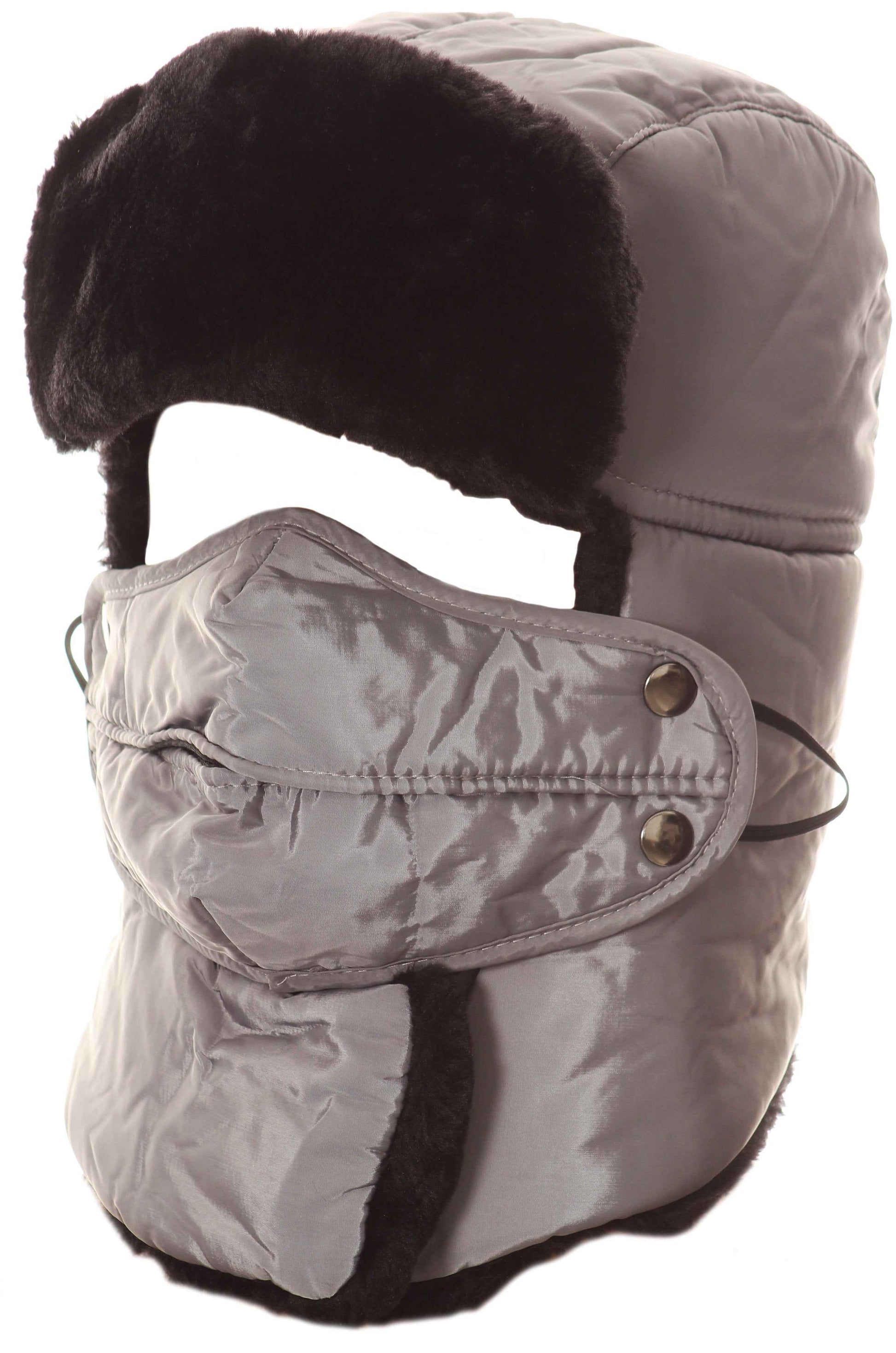 Sakkas Dab Unisex Faux Fur Ushanka Trapper Hat Chin Strap Removable Mask Russian Aviator Trooper Winter Hat for Men & Women