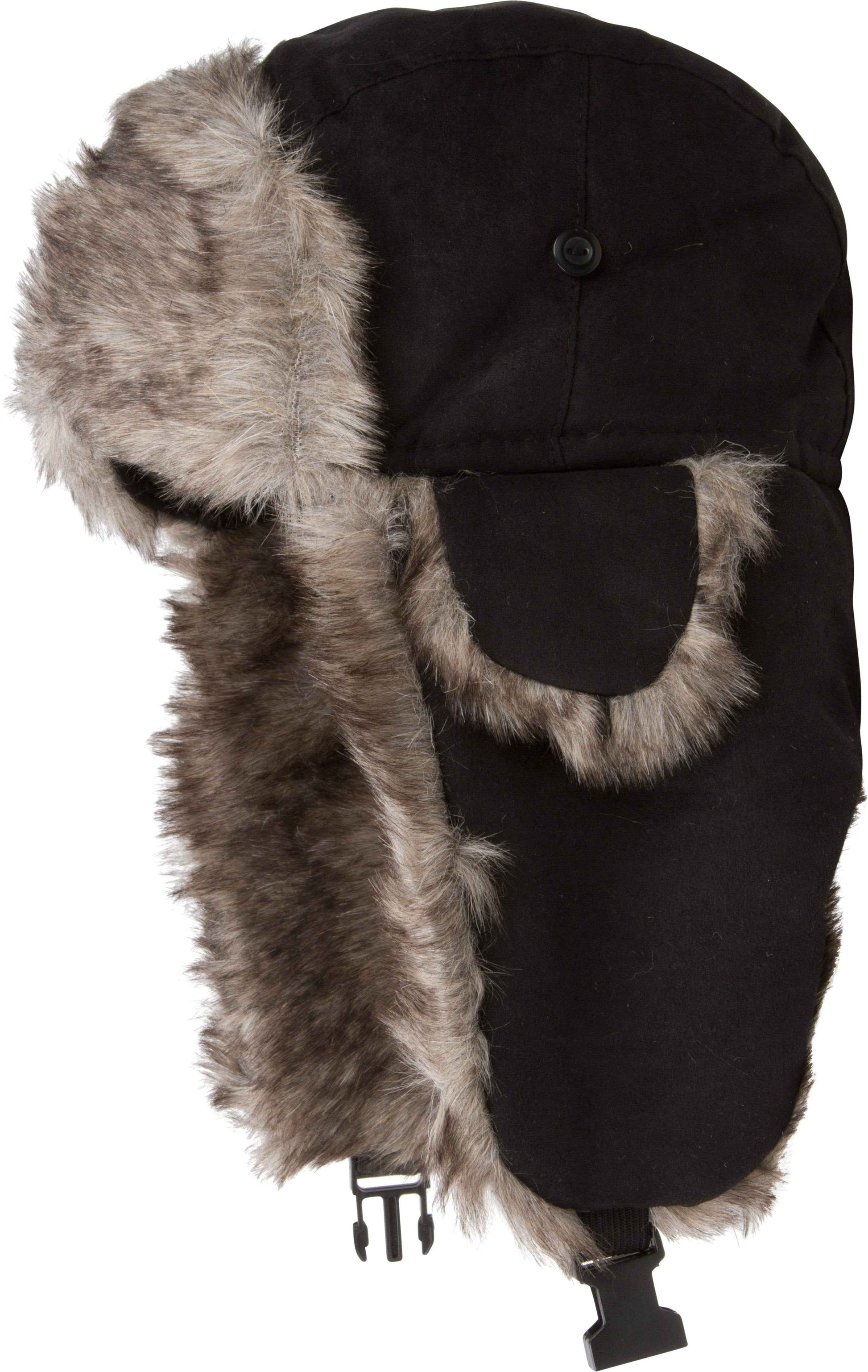 Sakkas Morgan Trapper Hat Ushanka Trooper Unisex Winter Faux Fur Ear Flap with Chin Strap, Warm Ski Snowboard Hunting Cap