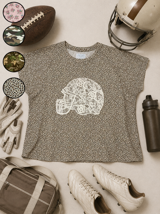 Football Helmet Lace Graphic AOP Edgy Graphic Shirt