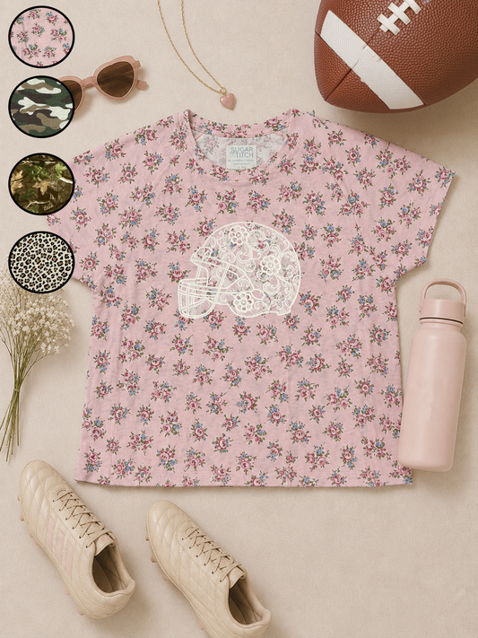 Football Helmet Lace Graphic AOP Edgy Graphic Shirt