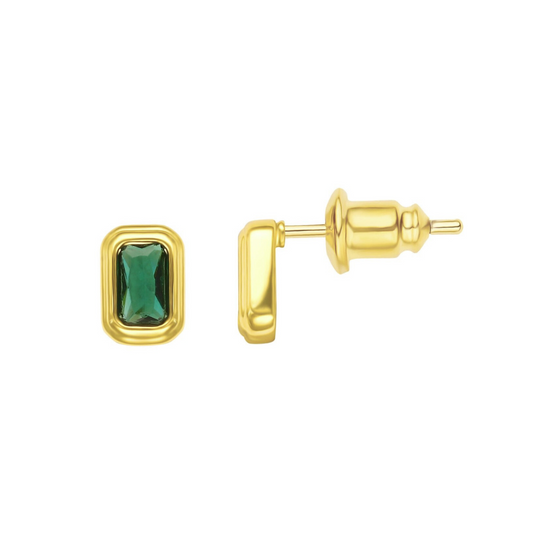 Clementine Emerald Bezel Studs