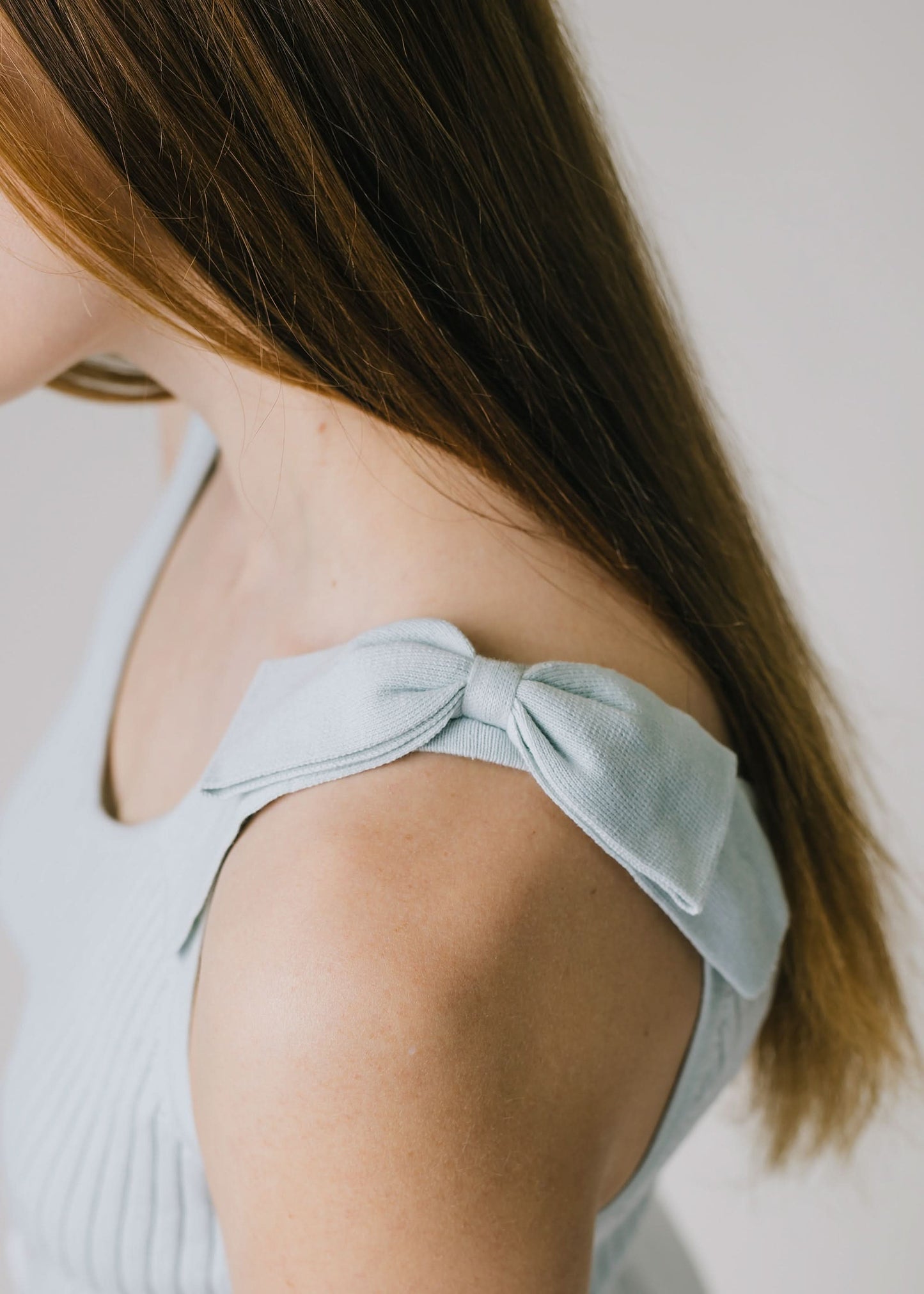 V-Neck Rib Knit Tank with Bow