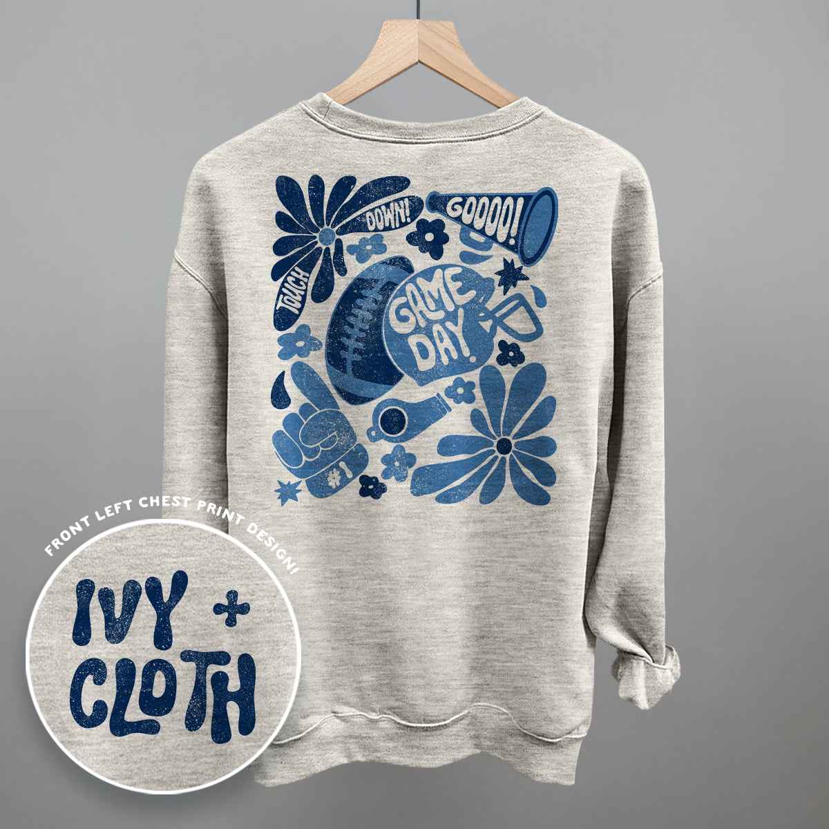 Floral Game Day Blue (Back Print)