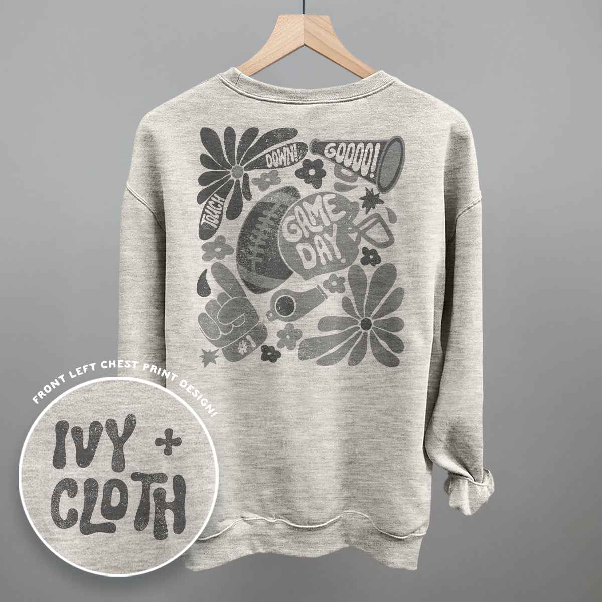 Floral Game Day White/Grey (Back Print)