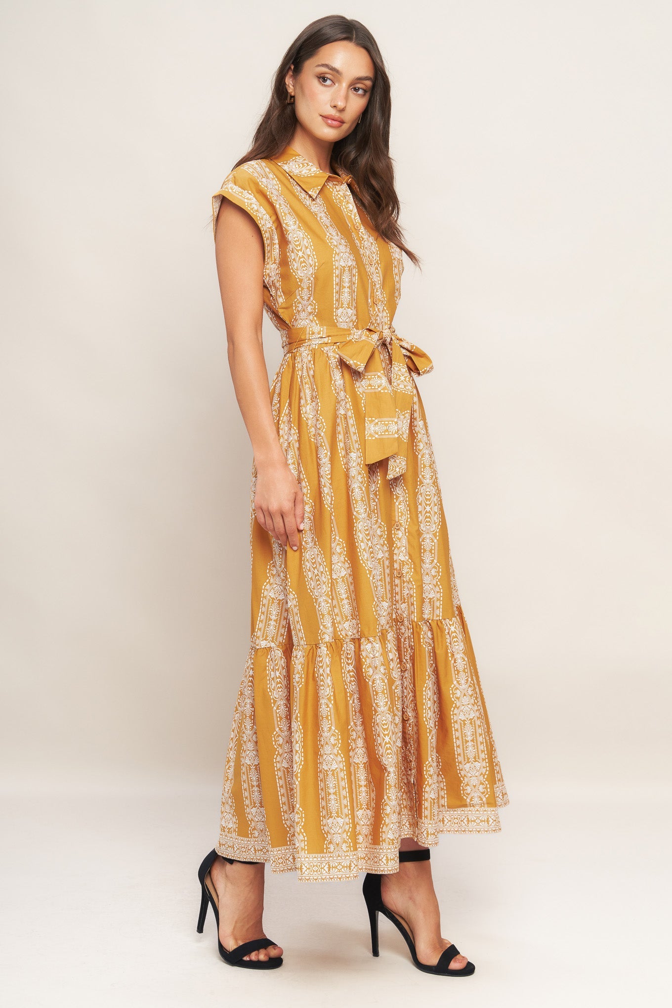 DESERT BLOOM WOVEN MIDI DRESS