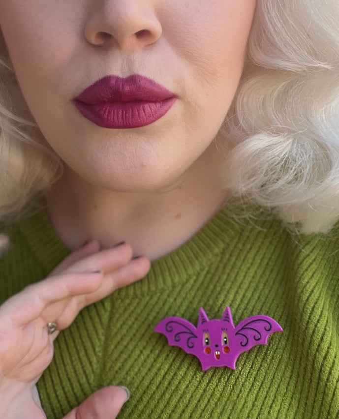Gothic Glam Bat Scatter Pin PLUM by Johanna Parker x Lipstick & Chrome