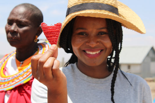 Heart of Love Handcrafted Beaded Holiday and Valentine Day Ornaments - Colorful Boho Indigenous Beads with Wire Hook, Lightweight Decorative Hanging Ornament for Christmas Tree Decorations