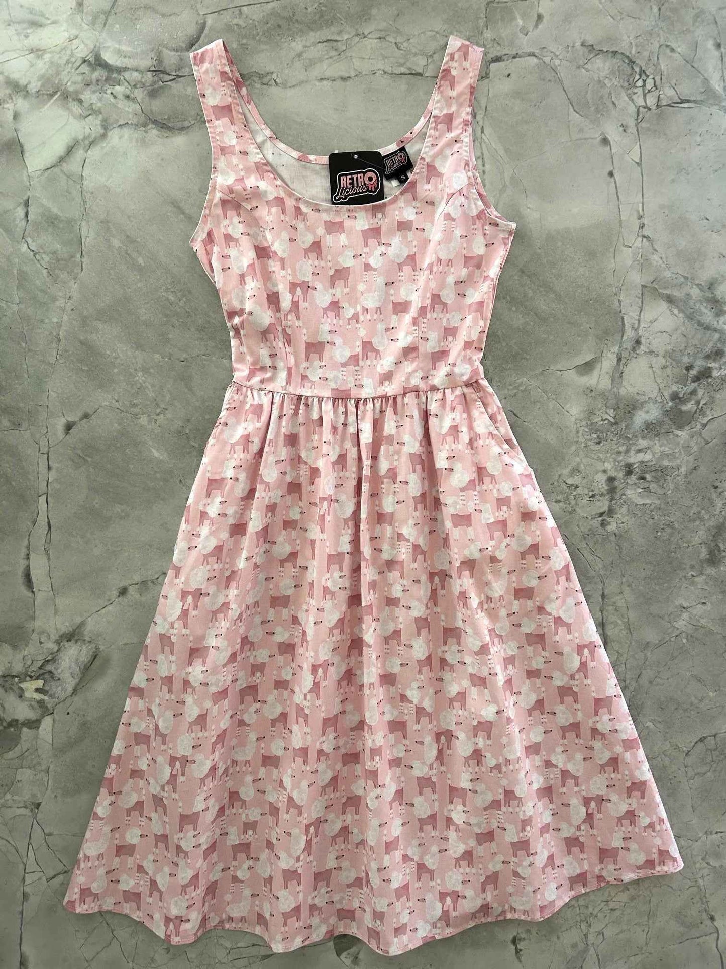 Pink Poodles Fit & Flare Dress