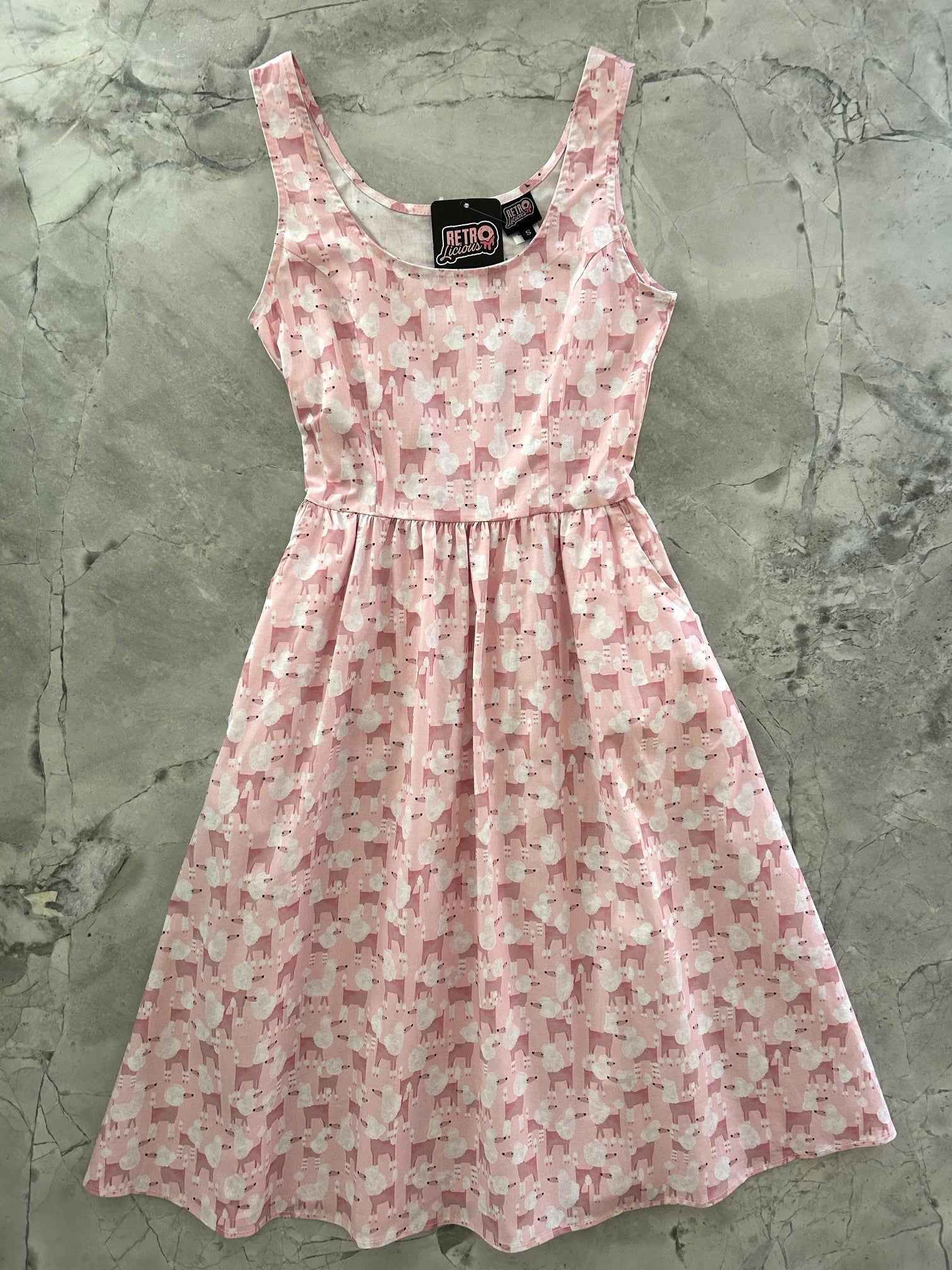 Pink Poodles Fit & Flare Dress
