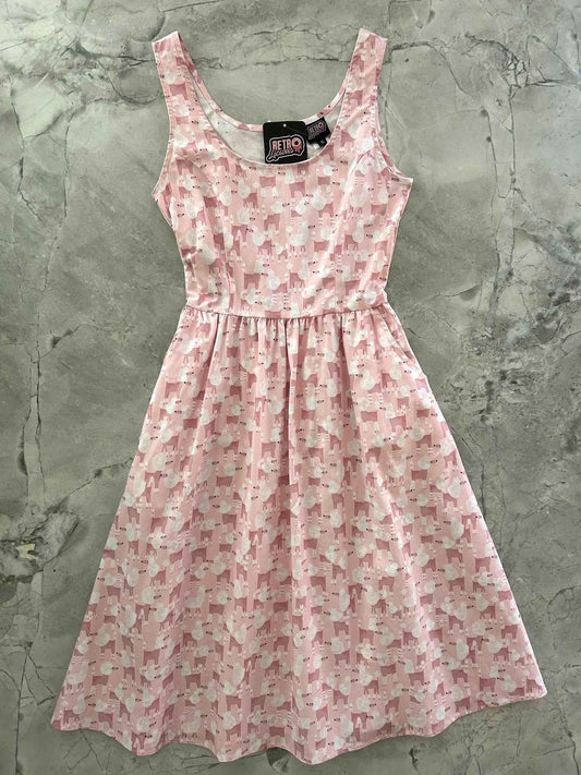 Pink Poodles Fit & Flare Dress