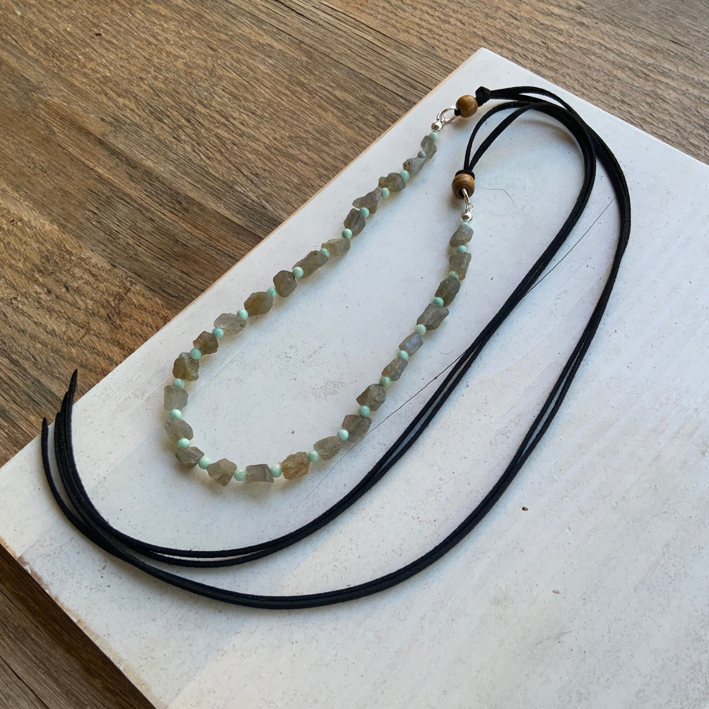 Crystal Hatband, Raw Labradorite and Amazonite Hat Band
