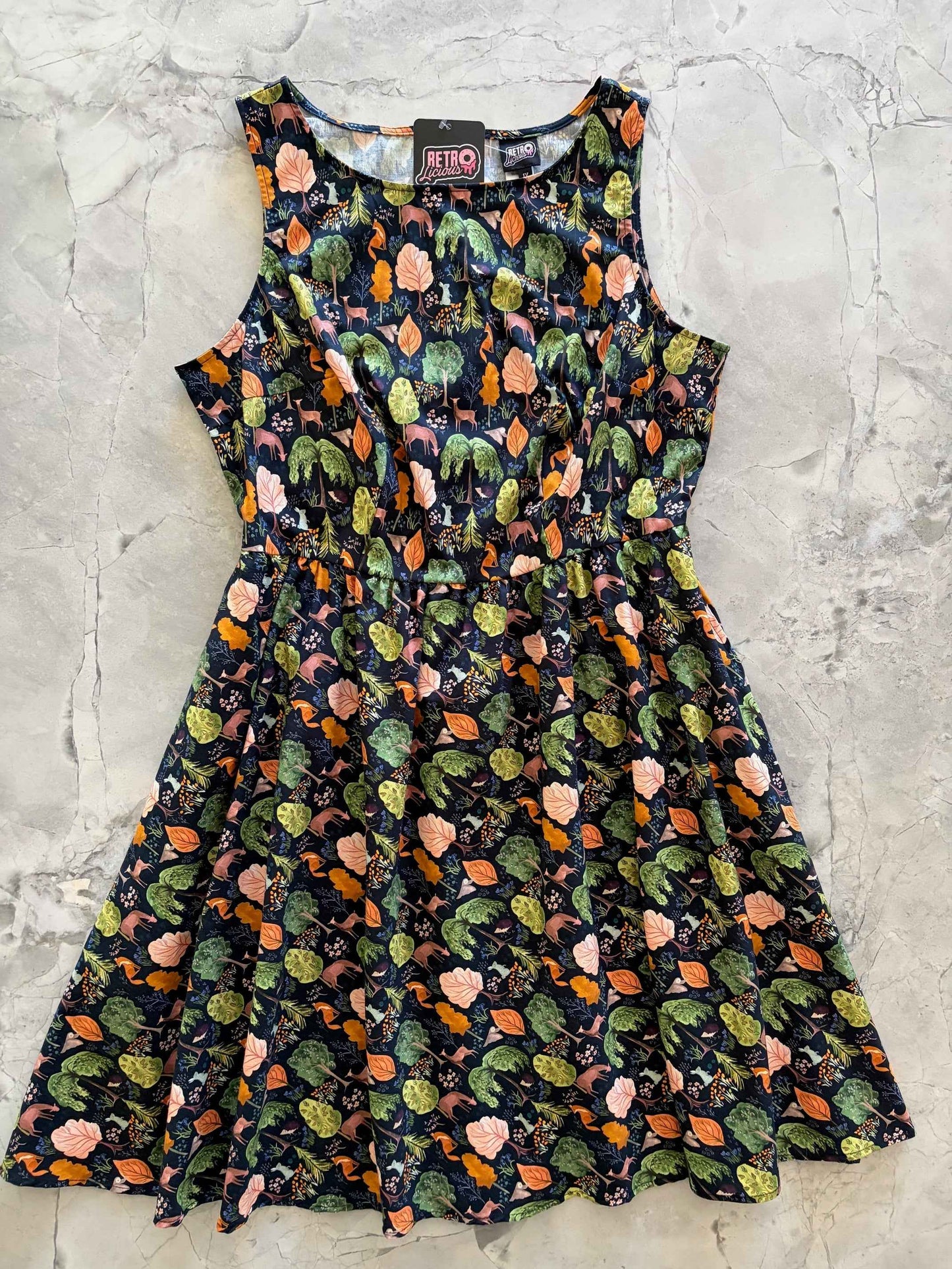 Woodland Vintage Dress in Navy
