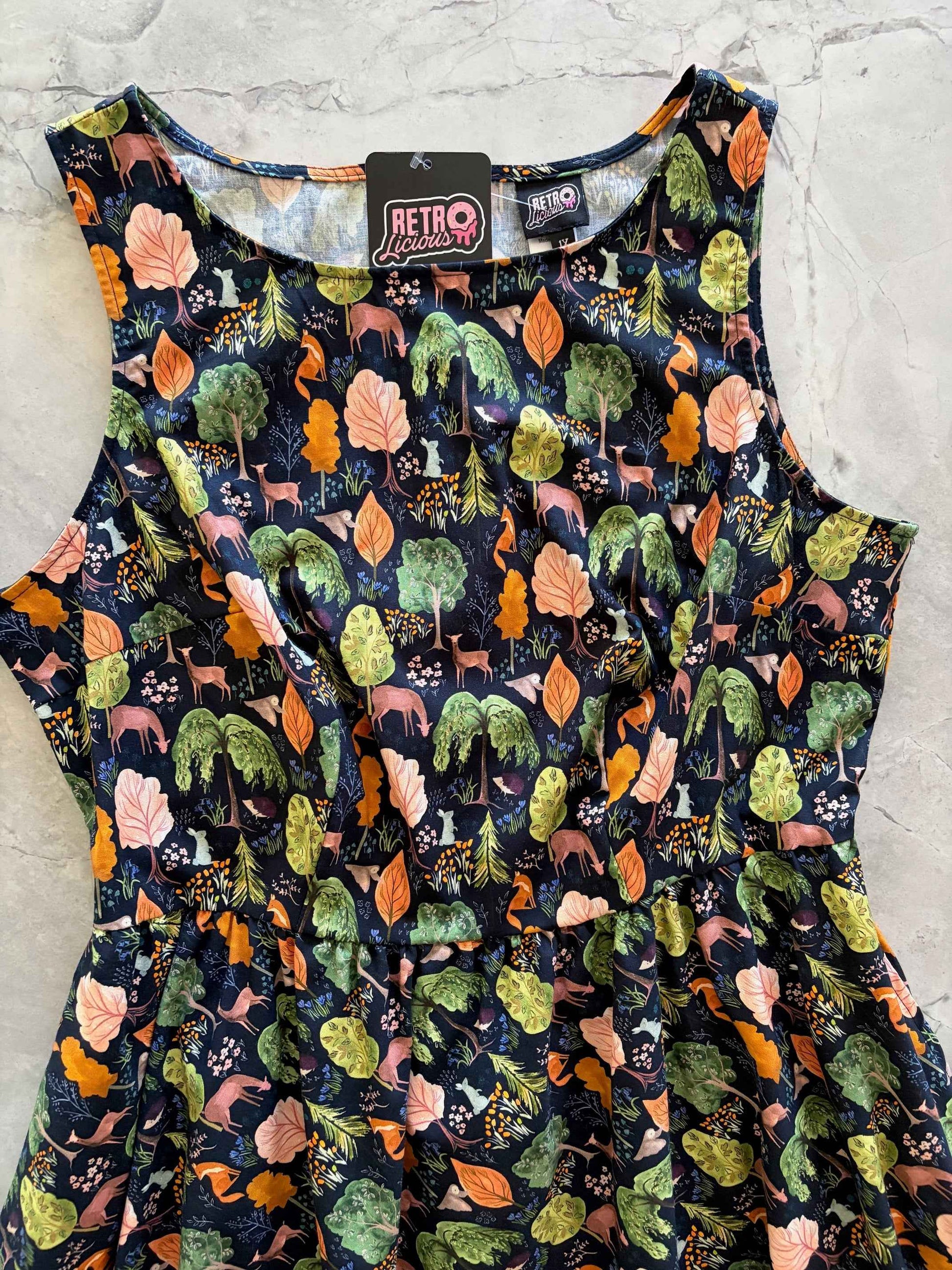 Woodland Vintage Dress in Navy
