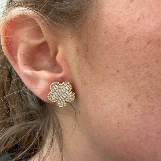 Adeline Clover Pave Stud