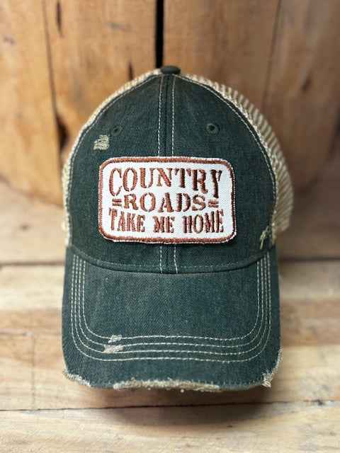 Country Roads-distressed Trucker Hat
