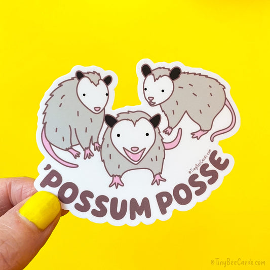 Funny Opossum Vinyl Sticker "'Possum Posse"