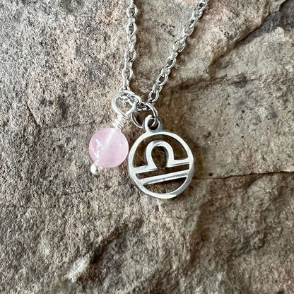 Zodiac Charm & Gemstone Necklace