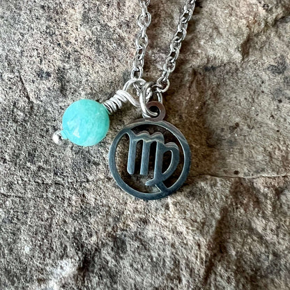 Zodiac Charm & Gemstone Necklace