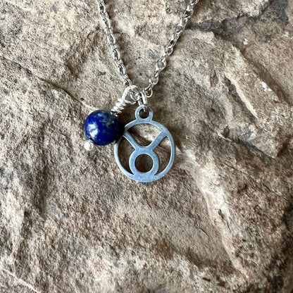 Zodiac Charm & Gemstone Necklace