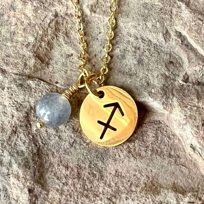 Zodiac Charm & Gemstone Necklace