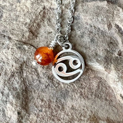 Zodiac Charm & Gemstone Necklace