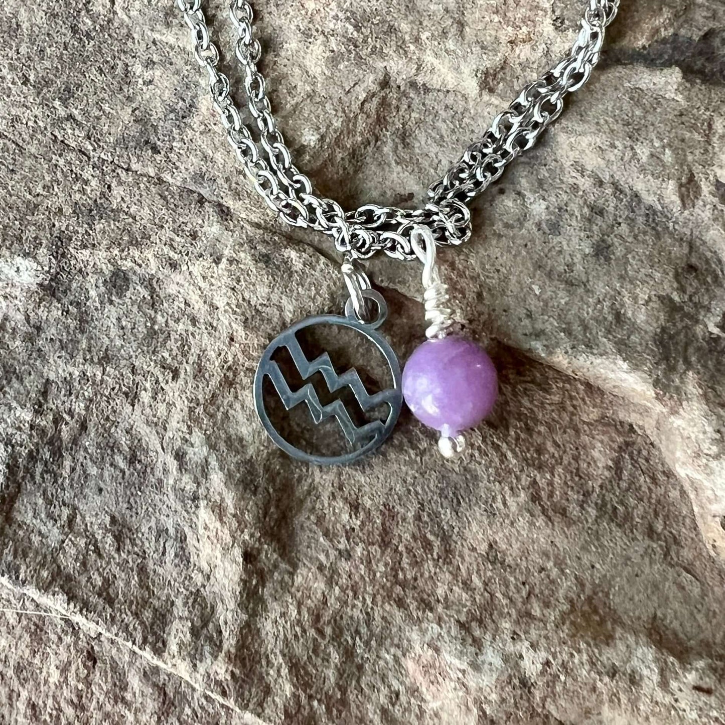 Zodiac Charm & Gemstone Necklace